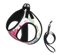 Hermosas Flores Rosa Flor Rosa Floral,Arnés para Mascotas, arnés Reflectante Ajustable para Perros,S