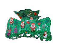 Hermosas garras de pelo rojo con diamantes de imitación, pinzas para el pelo de Papá Noel, cómodas pinzas para el cabello, accesorios portátiles, artículos de Navidad, para la familia, amigos, el