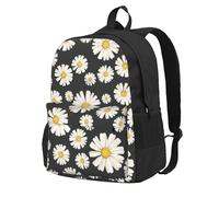 Hermosas margaritas blancas,Mochila con bolsillos, mochila informal para el día a día, resistente al agua, ideal para la escuela, viajes