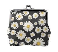 Hermosas Margaritas Blancas,Monedero de Piel sintética, Carteras pequeñas, Monedero con Cierre de Broche