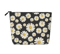 Hermosas Margaritas Blancas,Neceser de Maquillaje de imitación Lino, Neceser de Viaje portátil