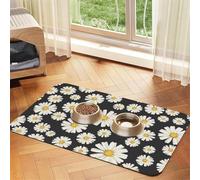 Hermosas Margaritas Blancas,Tapete para Comida de Mascotas, manteles Individuales de Cuero sintético para Gatos y Perros,30x45cm