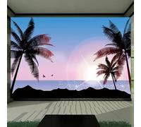 Hermosas Nubes De La Tarde Cielo Azul Mar Árboles Pájaros 3D Papel Pintado Pared Fácil Instalación Oficina Sala Estar Sofá Dormitorio TV Fondos Decoración-400cm×280cm