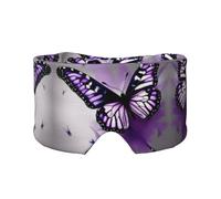 Hermosas orejeras para dormir con estampado artístico de mariposas moradas, ultrafinas, transpirables, para dormir bien, ajustables
