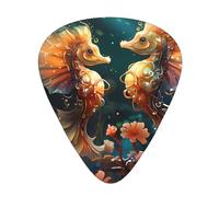 Hermosas púas de guitarra de caballito de mar resistentes al desgaste para guitarra, bajo, guitarra eléctrica, ukelelele, finas, medianas, pesadas, 12 púas de guitarra