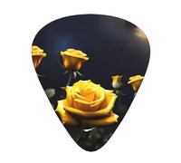 Hermosas púas de guitarra de rosas amarillas, púas de celuloide de alta calidad para una mejor jugabilidad y tono.