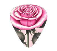 Hermosas púas de guitarra de rosas rosas en tamaños finos, medianos y gruesos, juego de 12 piezas, adecuadas para guitarra eléctrica y varios instrumentos