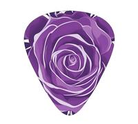 Hermosas púas de guitarra impresas con rosas moradas para guitarristas acústicos, eléctricos y de banda, 12 piezas en 3 grosores diferentes