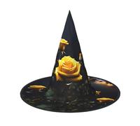 Hermosas rosas amarillas 1 sombrero de bruja de Halloween, sombrero de fiesta adecuado para accesorios de juego de escenario