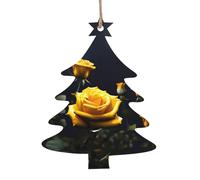 Hermosas rosas amarillas de madera para árbol de Navidad, 2 unidades, colgantes decorativos, diseño vintage para vacaciones