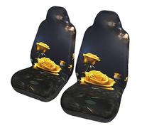 Hermosas rosas amarillas Dua Sarung JOK Mobil,& Sarung JOK Mobil Depan, Cocok Untuk Sebagian Besar Mobil, SUV, Truk, Van, Dll.