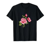 Hermosas Rosas Rosadas Camiseta gráfica económica, Hombre, Negro, L