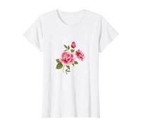 Hermosas Rosas Rosadas Camiseta gráfica económica, Mujer, Blanco, XL