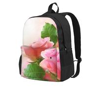 Hermosas rosas rosadas,Mochila con bolsillos, mochila informal para el día a día, resistente al agua, ideal para la escuela, viajes