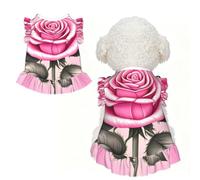 Hermosas rosas rosadas S ropa para mascotas para perros pequeños, bonito traje de verano para cachorros, ropa suave y transpirable para mascotas para gatos