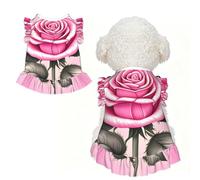Hermosas rosas rosadas XL ropa para mascotas para perros pequeños, bonito traje de verano para cachorros, ropa suave y transpirable para mascotas para gatos