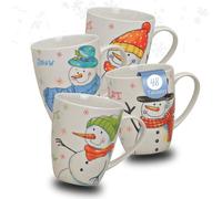 Hermosas tazas de Navidad en cartón de 48 unidades - grandes tazas de café de 300 ml con divertidos diseños navideños de muñeco de nieve