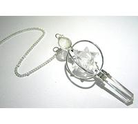 Hermoso 3 en 1 cuarzo Gemstone colgante Merkaba con péndulo esfera punto cristal curación metafísica Wicca, Wicca, regalo para hombres mujeres moda joyas regalo de energía positiva Divine prosperidad éxito Reiki Feng Shui dowser Star salud riqueza éxito de meditación