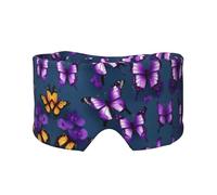 Hermoso antifaz de dormir con estampado de mariposa morada, bloquea la luz, suave y cómoda, con diadema de pasta ajustable