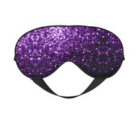 Hermoso antifaz para dormir con estampado de purpurina púrpura con correa ajustable, suave para viajes en avión, relajarse, yoga, siesta y meditación