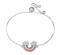 Hermoso arco iris encanto mujeres chica cadena ajustable zirkonia cúbica cristal mujeres joyería regalo
