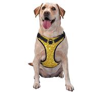 Hermoso arnés para Perros con patrón de Destellos Brillantes Dorados para Perros pequeños, medianos y Grandes, Ajustable, sin tirones, para Entrenamiento de Trabajo, fácil Control.