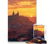 Hermoso Atardecer en la Ciudad de Oporto, Portugal Rompecabezas de 1000 Piezas para Adultos Mejora la concentración, Alivia el estrés y es Divertido Corte Suave Regalo Festivo (38x52cm)