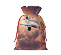 Hermoso avión de cielo, 1 bolsa de regalo de Navidad con cordón de 8.3 x 11.8 pulgadas, para regalar en fiestas de vacaciones