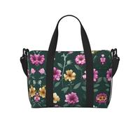 Hermoso bolso de mano para mujer con estampado de flores moradas, bolso cruzado portátil, adecuado para fitness, viajes.