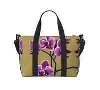 Hermoso bolso de mano para mujer con estampado de orquídeas, bolso cruzado portátil, adecuado para fitness, viajes.