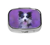 Hermoso Border Collie Puppy, pastillero con 2 compartimentos, organizador portátil