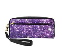 Hermoso Brillo Morado, Bolsa de Maquillaje Bolsa de cosméticos Bolsa de Aseo de Viaje portátil Estuche de Cuero para Mujeres y niñas