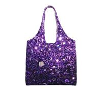 Hermoso brillo morado,Bolsas de mano reutilizables, bolsas de supermercado, bolso de hombro de lona de gran capacidad