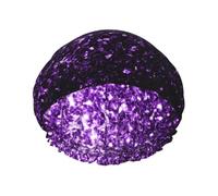 Hermoso brillo morado,Gorro de ducha, gorro de noche, gorro de baño elástico impermeable de doble capa, reutilizable para el cabello.