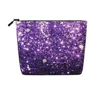 Hermoso Brillo Morado,Neceser de Maquillaje de imitación Lino, Neceser de Viaje portátil
