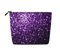 Hermoso Brillo Morado,Neceser de Maquillaje de imitación Lino, Neceser de Viaje portátil