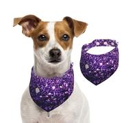Hermoso Brillo Morado,Pañuelos de algodón para Perros, Bufandas Ajustables para Mascotas,L