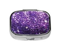 Hermoso brillo morado, Pastillero cuadrado para bolsillo o monedero, pequeño contenedor de pastillas, organizador de pastillas de viaje