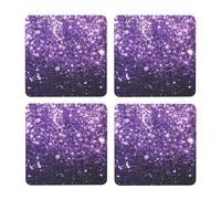 Hermoso Brillo Morado,Posavasos Cuadrados de Corcho MDF, Almohadilla para Tazas, Juego de 4 Posavasos para Bebidas