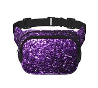 Hermoso Brillo Morado,Riñonera Cuadrada de Doble Capa, Bolso de Viaje, Bolso Informal para el Pecho.