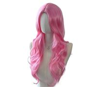 Hermoso Cabello rizado de longitud media con ondas grandes, peluca y diadema for mujer(Pink)