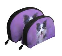 Hermoso Cachorro Border Collie, Bolsa de Maquillaje de Concha, Monedero pequeño para Mujer, Bolsa de artículos de tocador, Bolsa de cosméticos, 2 Piezas