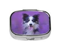 Hermoso cachorro border collie, Pastillero cuadrado para bolsillo o monedero, pequeño contenedor de pastillas, organizador de pastillas de viaje