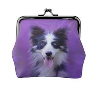 Hermoso Cachorro de Border Collie,Monedero de Piel sintética, Carteras pequeñas, Monedero con Cierre de Broche