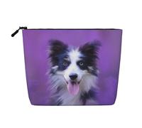 Hermoso Cachorro de Border Collie,Neceser de Maquillaje de imitación Lino, Neceser de Viaje portátil