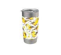 Hermoso Canarios Patrón Estética Canario Vaso térmico de acero inoxidable de doble pared