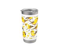 Hermoso Canarios Patrón Estética Canario Vaso térmico de acero inoxidable de doble pared