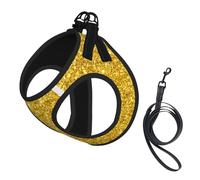 Hermoso Chaleco de Remolque para Mascotas pequeñas con patrón de Destellos Dorados, Correas Ajustables, fácil de Caminar, Correas Suaves y Transpirables, Adecuado para Perros y Gatos pequeños, etc.