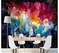 Hermoso Cielo Estrellado Con Un Universo Colorido Pintado A Mano 3D Papel Pintado Pared Fácil Instalación Oficina Sala Estar Sofá Dormitorio TV Fondos Decoración-300cm×210cm