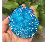 Hermoso clúster de cristal de cuarzo azul galvanoplato con luz del arco iris, piedra natural y mineral para la decoración del hogar como regalo-400-660g